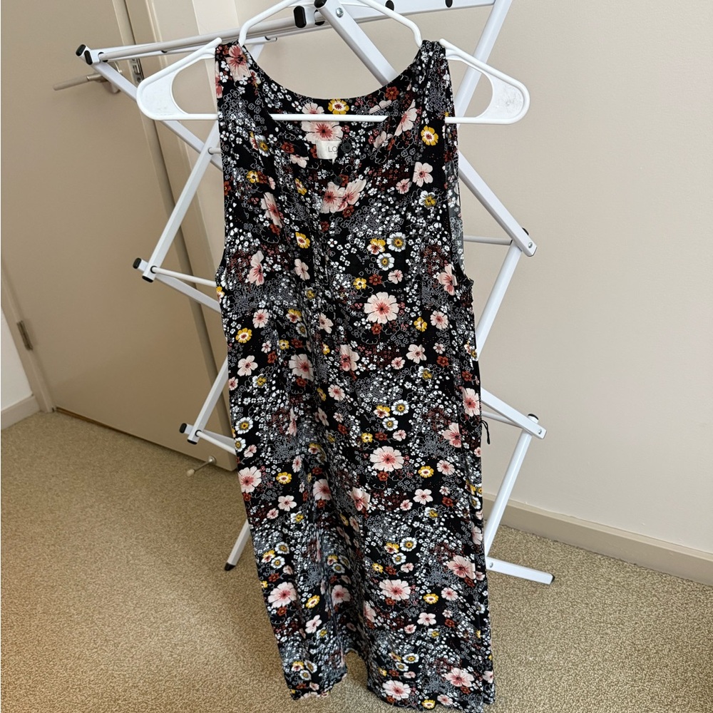LOFT floral black dress